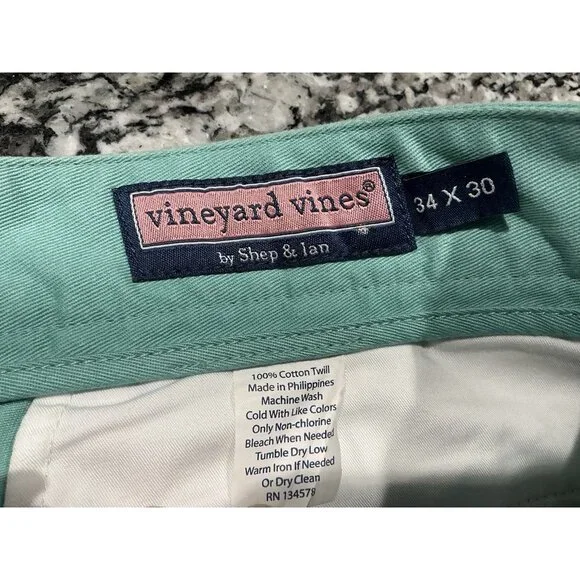 Vineyard Vines Pants By Shep & Ian 34 X 30 Men’s Light Green Cotton Twill - Picture 7 of 8